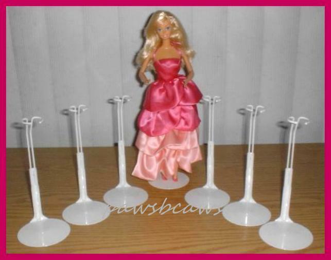 6 White Kaiser 2201 Barbie Doll Stands Fit Disney Princess Fashion Royalty