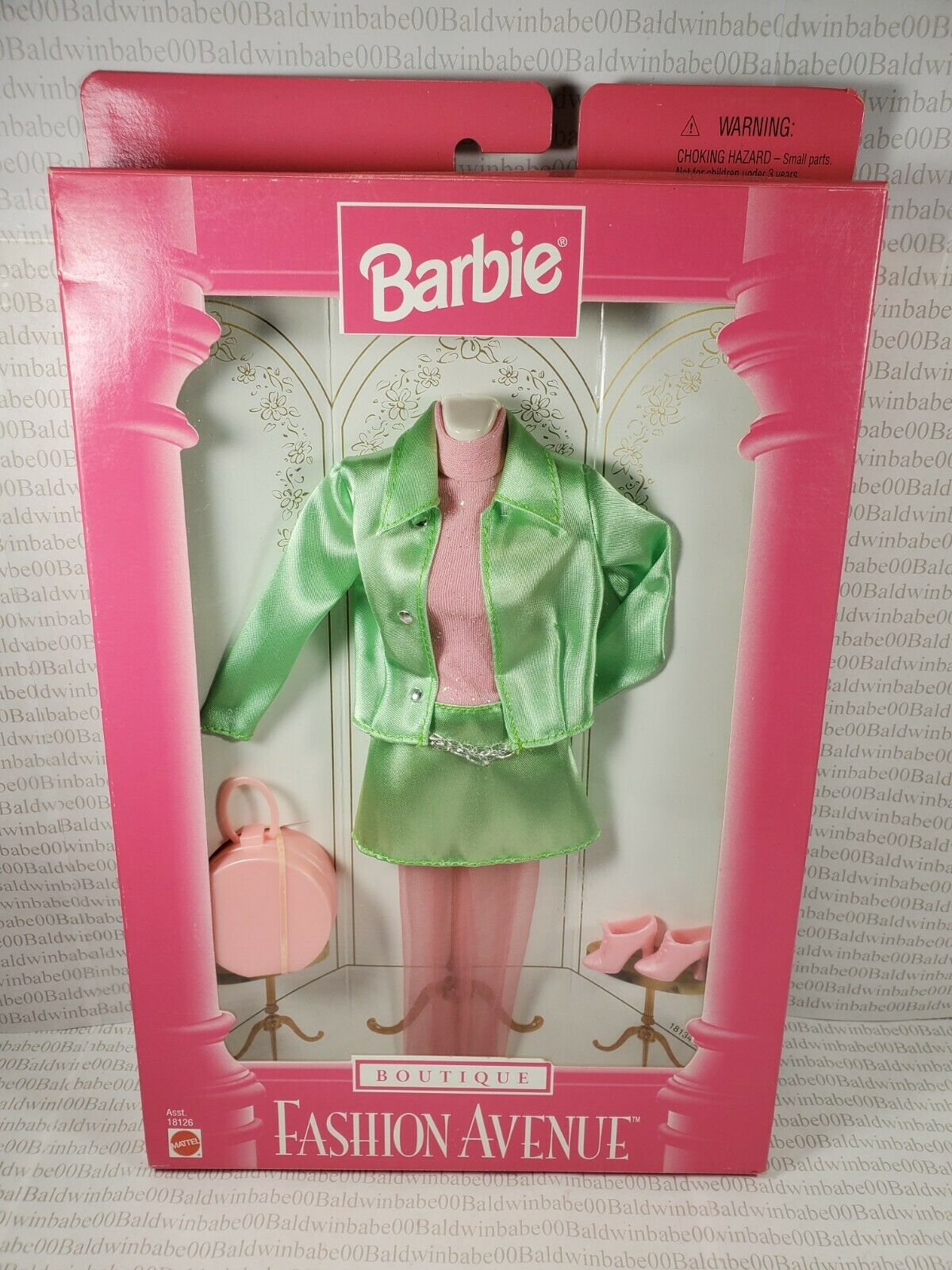 N494~ Nrfb Fashion Avenue Boutique ~ Barbie Doll Pink Green Satin Outfit #18126