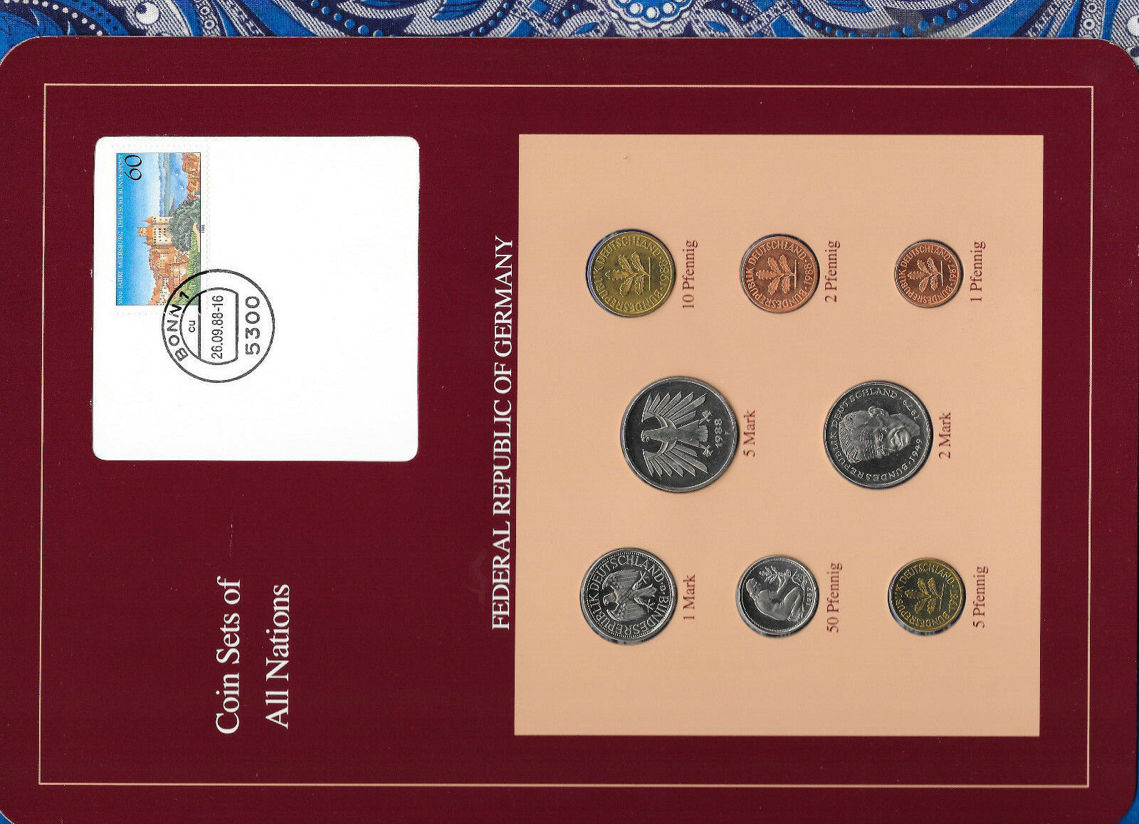 Coin Sets Of All Nations Germany W/card 1987-1989 Unc 5,2 Mark 1988 1 Mark 1989