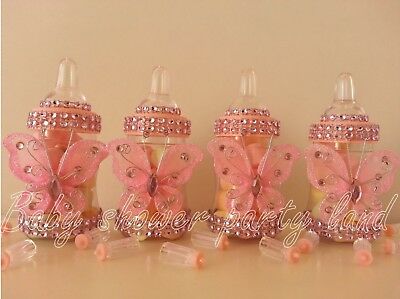 12 Pink Butterfly Bottles / Baby Shower Decoration /favors Prizes Girl Recuerdos