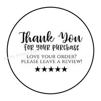 48 Thank You For Your Purchase Review Envelope Seals Labels Stickers 1.2" Round