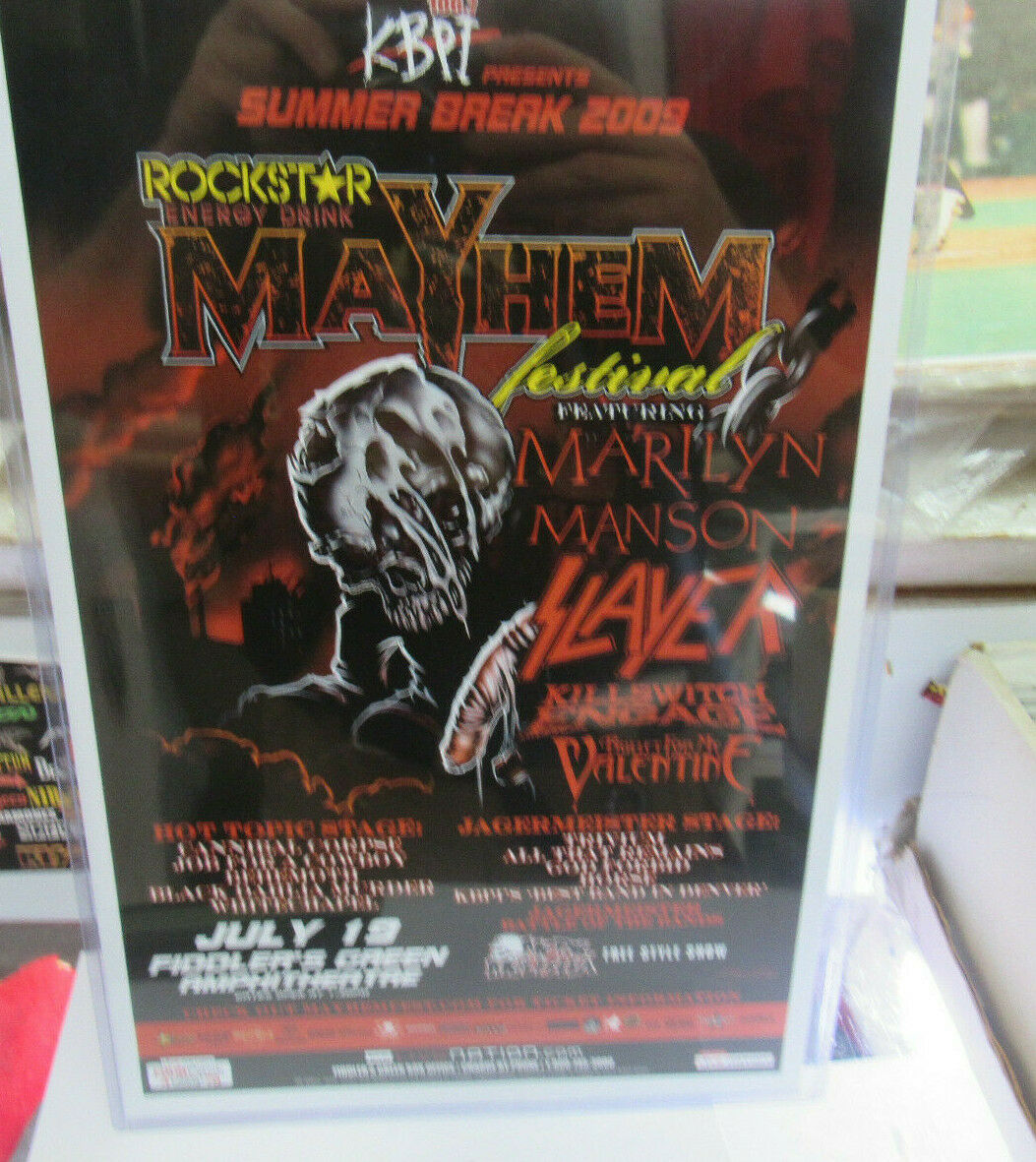 Slayer Manson Poster Late 2000's Vintage 11 X 17  In Top Loader Concert Board