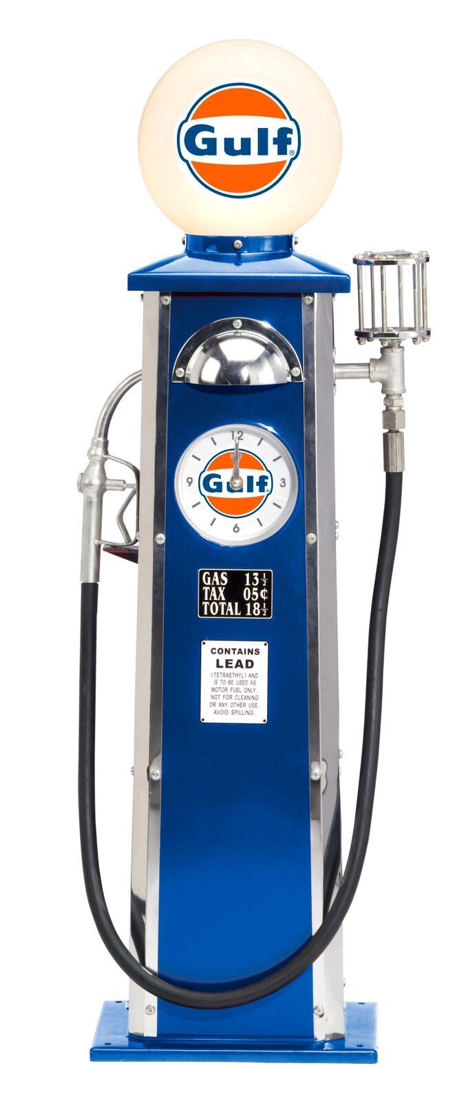 Retro Scale Replica Gulf Gas Pump With Clock And Lamp Morgan Cycle 23104