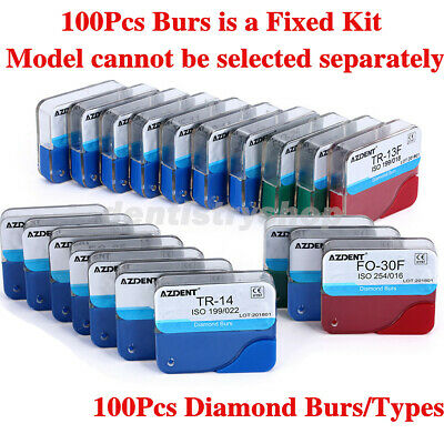 100pcs Dental Diamond Burs For High Speed Handpiece Medium Friction Grip