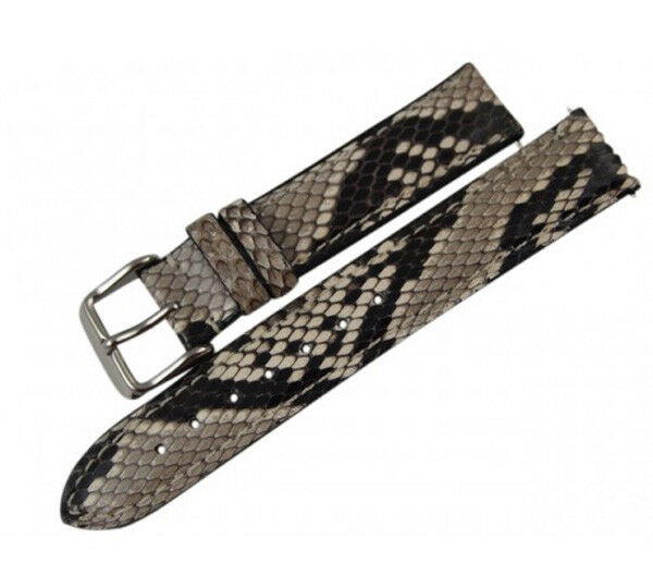 New Genuine Python 20mm Silver Tone Buckle Watch Band  - Usa - Ls2020