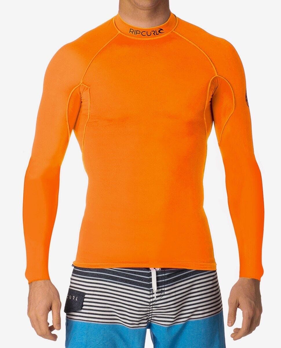 Rip Curl Men’s Surf Long Sleeve Rash Guard - Nwt - Fluro Orange - Size 2xl